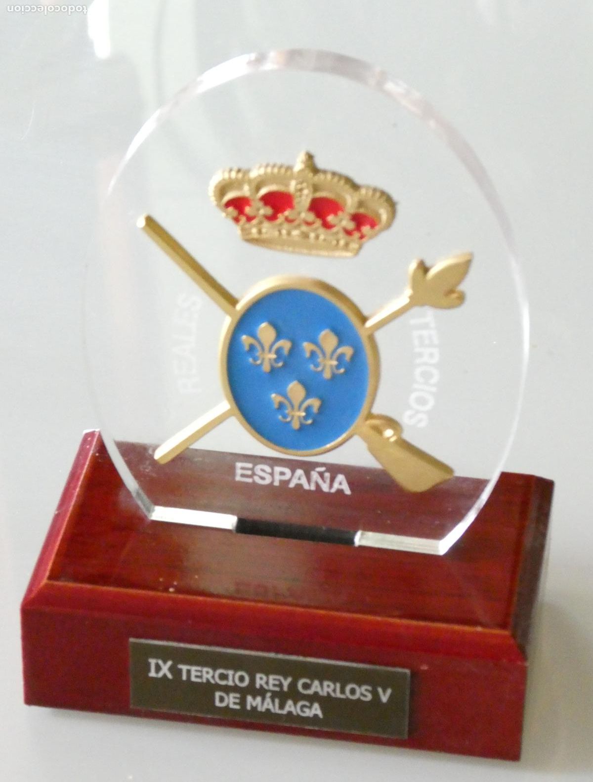 Militaria: METOPA ADORNO MILITAR. REALES TERCIOS DE ESPA&Ntilde;A. IX TERCIO REY CARLOS V M&Aacute;LAGA 14CM. 240GR