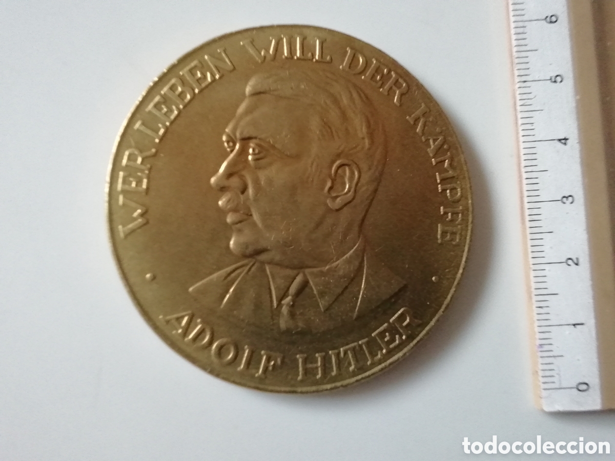 Militaria: MEDALLA MONEDA HITLER WER LEBEN WILL DER KAMPFE