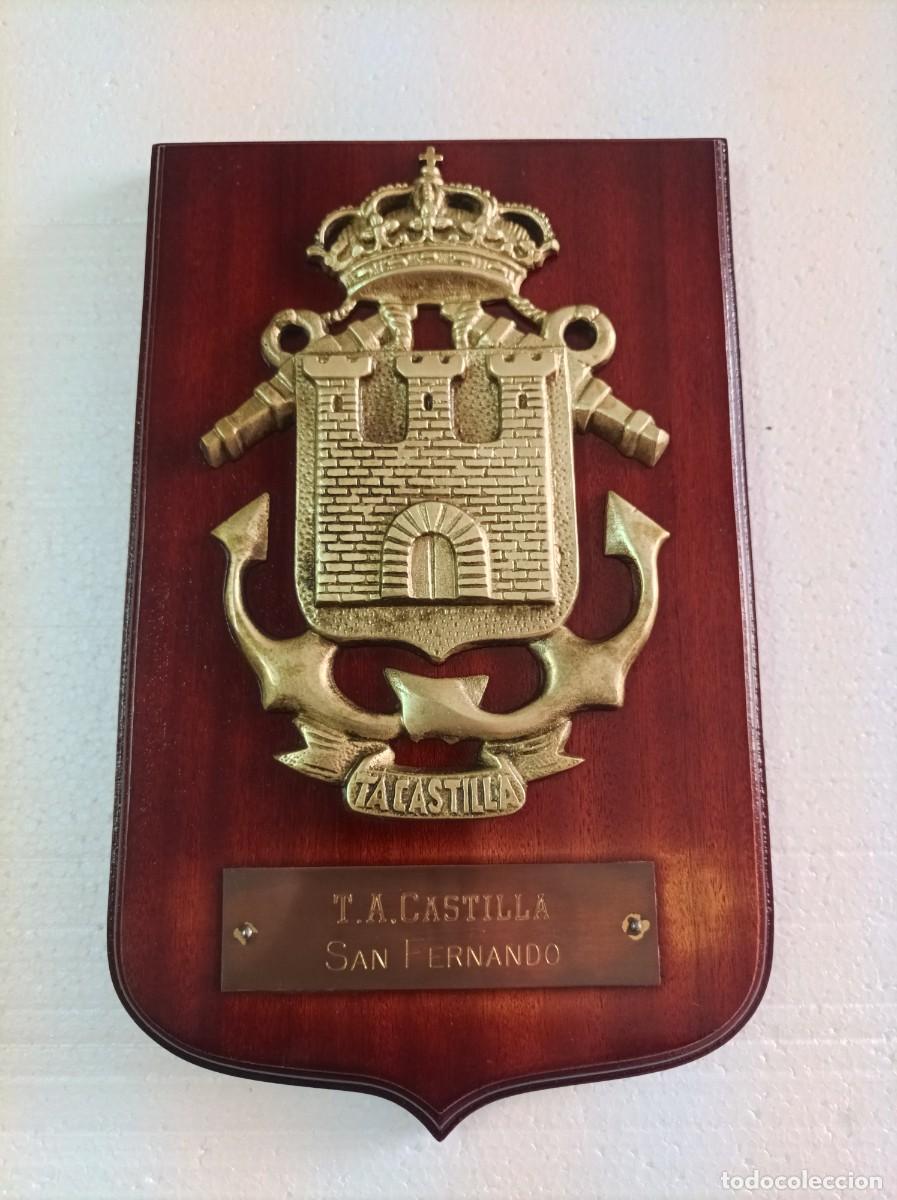 Militaria: Metopa naval. TRANSPORTE DE ATAQUE CASTILLA - SAN FERNANDO. Bronce sobre madera.