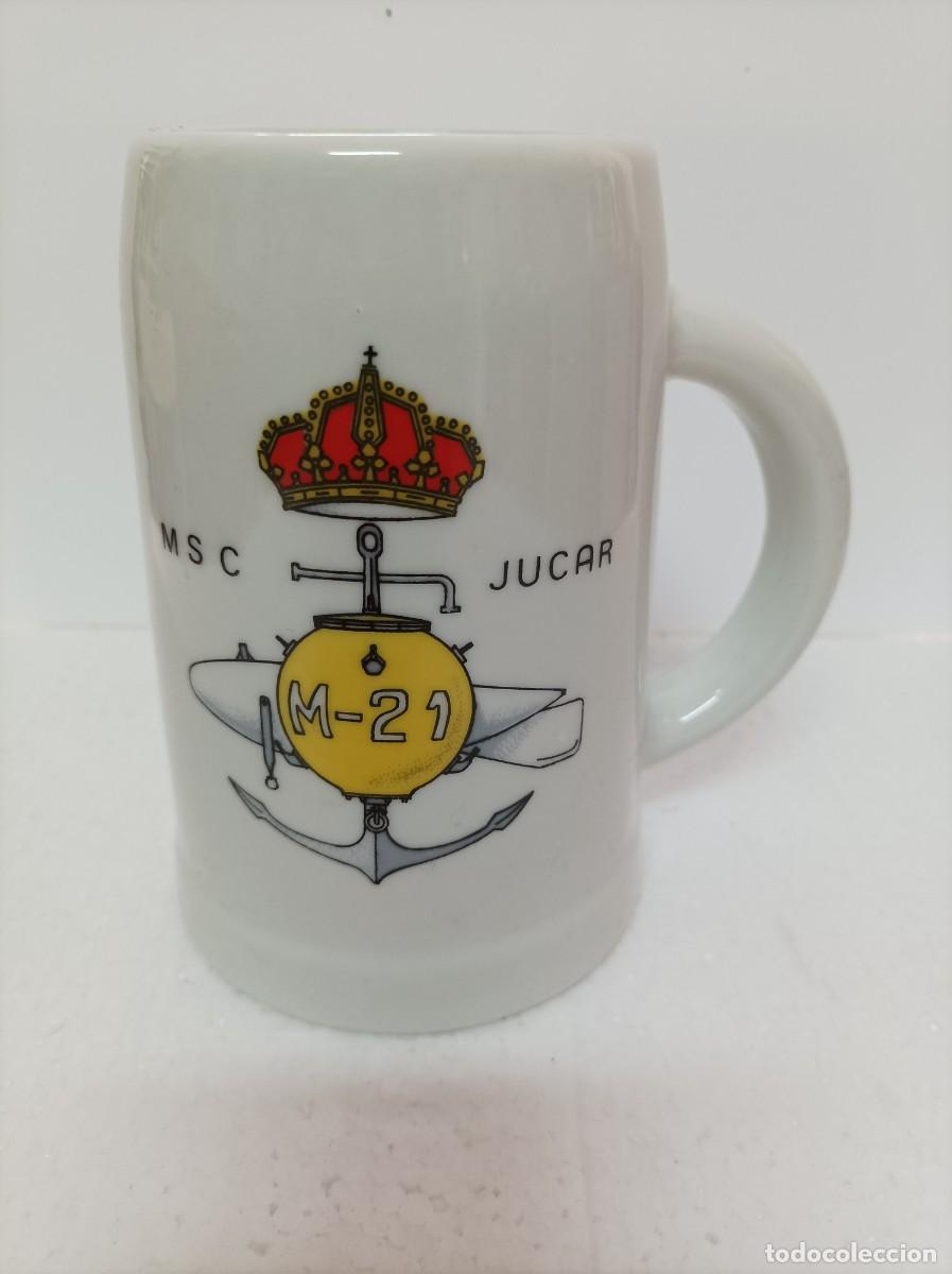 Militaria: Armada Espa&ntilde;ola. Jarra cer&aacute;mica. BUQUE DRAGAMINAS MSC JUCAR M-21.