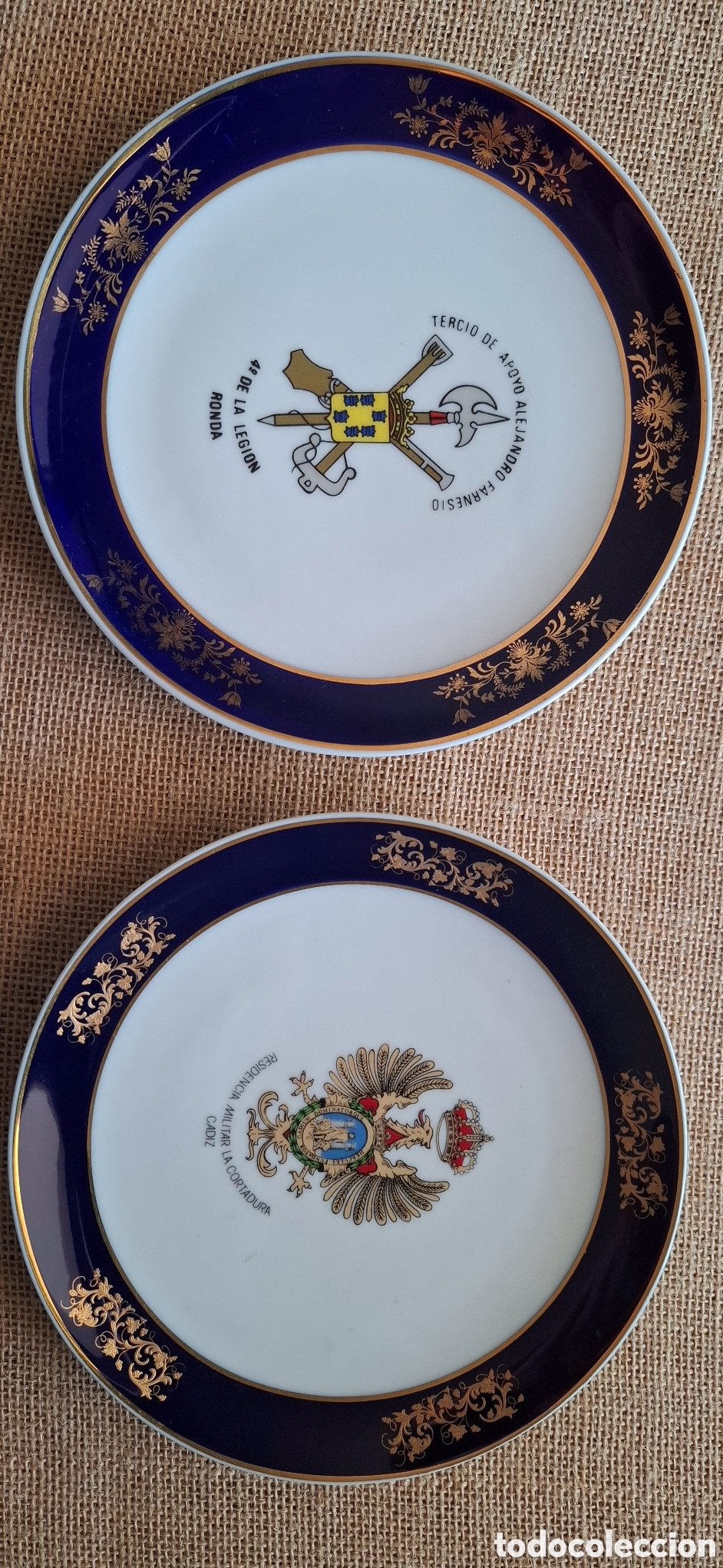 Military Antiques: Platos del ej&eacute;rcito tercio de la legi&oacute;n y residencia militar C&aacute;diz. 17 cms di&aacute;metro c/u.