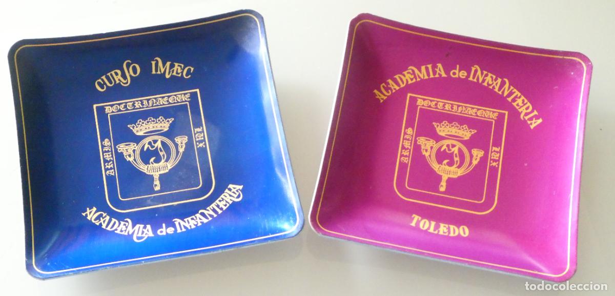 Militaria: 2 CENICEROS DE ALUMINIO A&Ntilde;OS 70. ACADEMIA DE INFANTER&Iacute;A DE TOLEDO - CURSO IMEC. 110GR