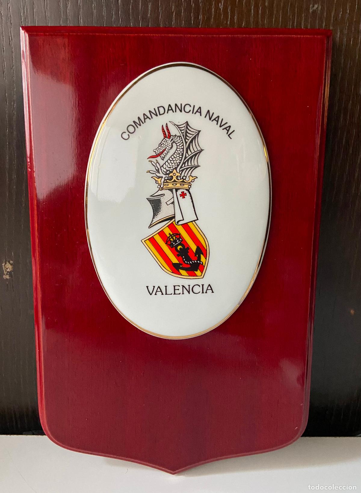 Military Antiques: 228.- Placa porcelana sobre metopa maciza. Comandancia Naval. Valencia