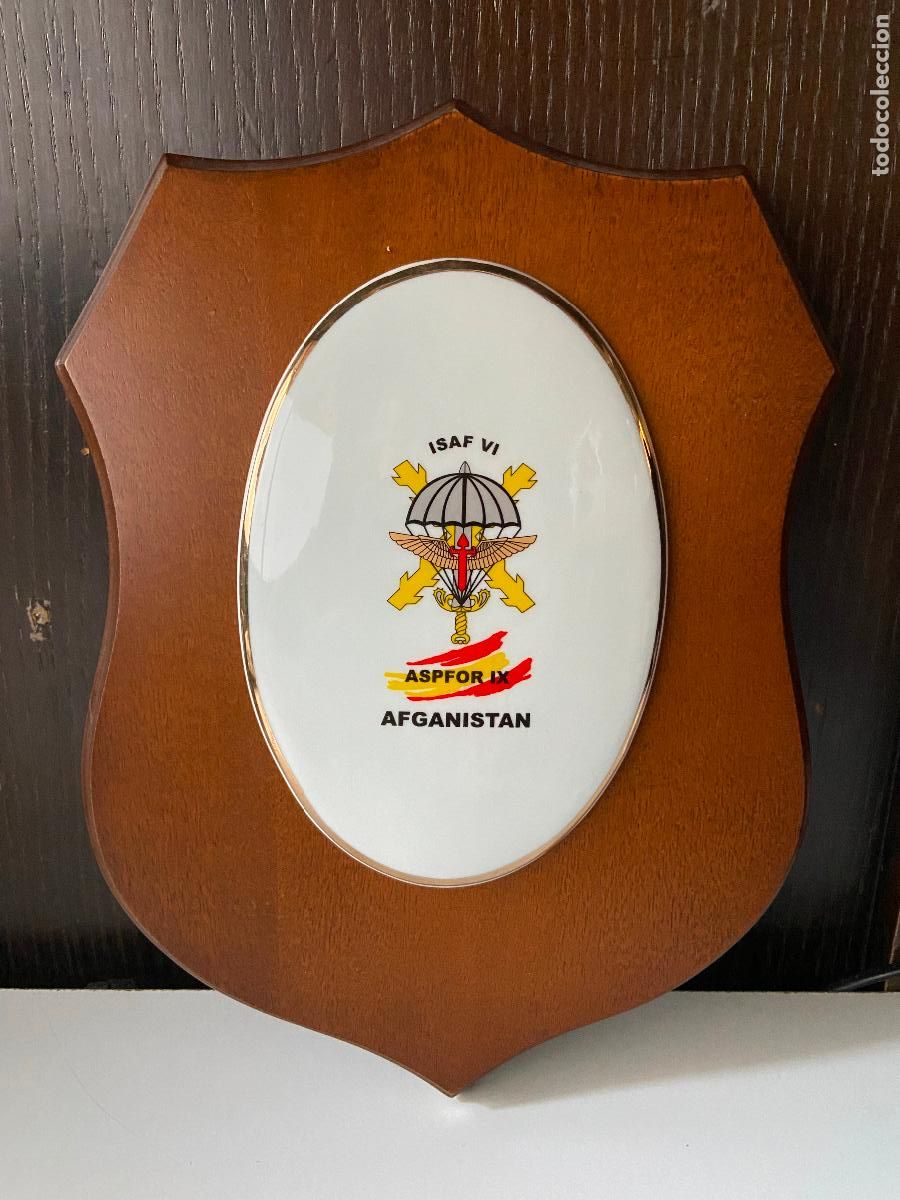 Military Antiques: 228.- Placa porcelana sobre metopa maciza. Isaf VI Aspfor IX. Afganistan