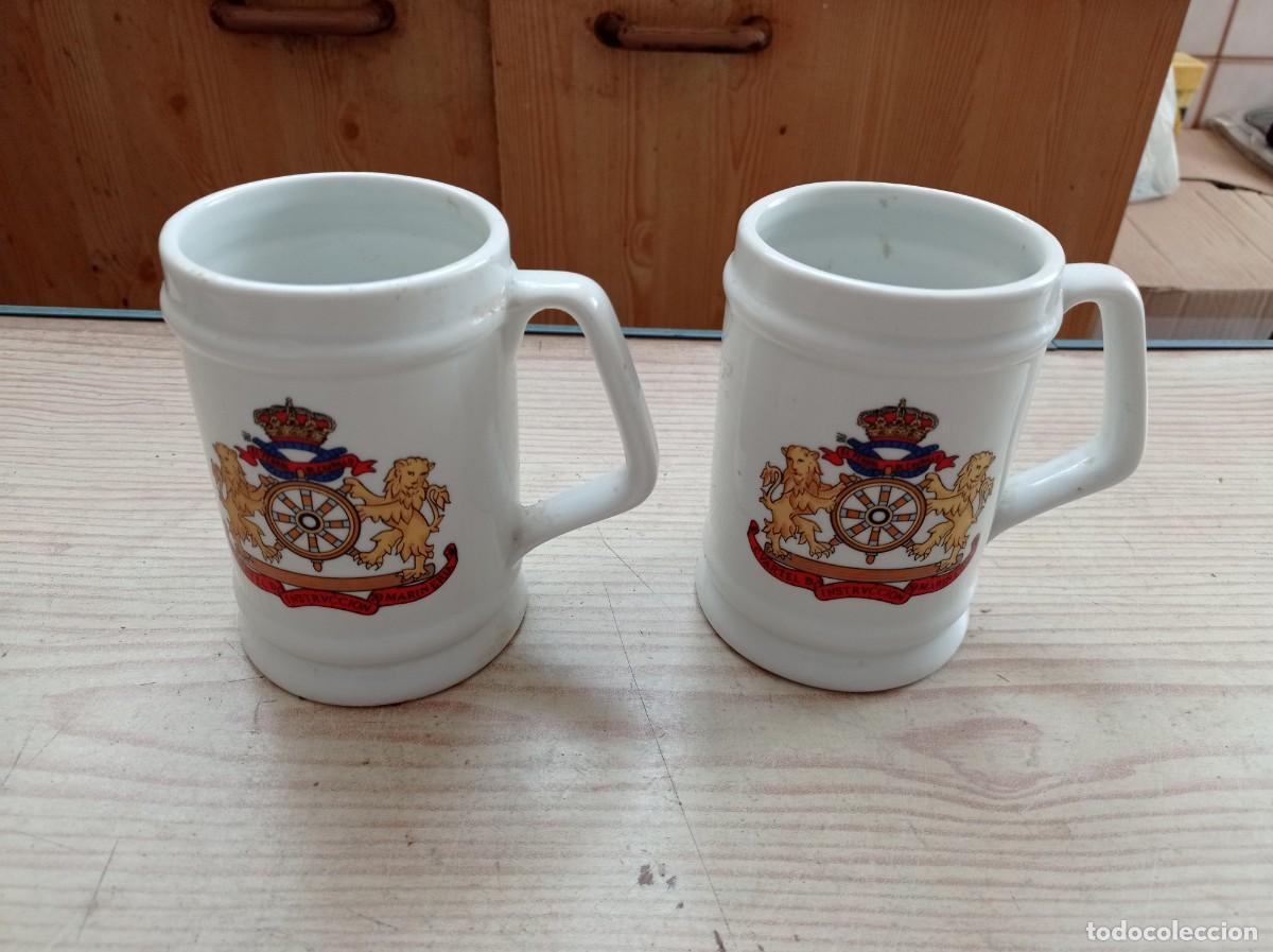 Military Antiques: 2 Tazas Cuartel Instruccion Marineria El Ferrol