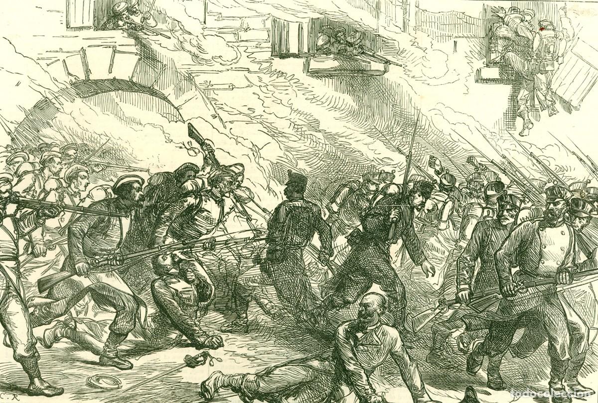 Militaria: R&Eacute;PLICA L&aacute;mina Soldados Carlistas contra Realistas en Urnieta, cerca de Tolosa, Guip&uacute;zcoa, Guerra