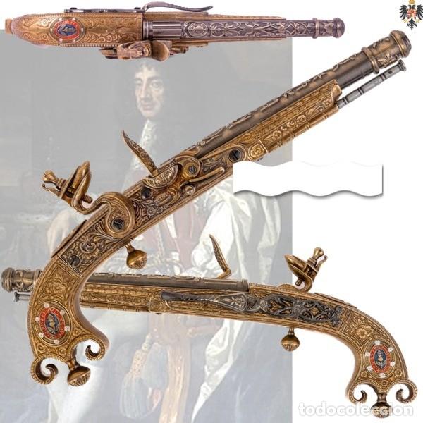 Militaria: PISTOLA TRABUCO A&Ntilde;O 1760 ACCIONAMIENTO CHISPA 31 CMS