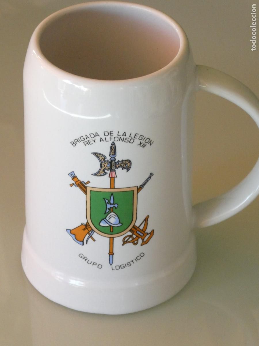 Militaria: JARRA DE CER&Aacute;MICA MILITAR. LEGI&Oacute;N ESPA&Ntilde;OLA GRUPO LOG&Iacute;STICO BRIGADA ALFONSO XIII 13CM 500GR