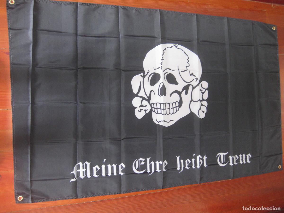 Military Antiques: GRAN BANDERA SS SCHUTZSTAFFEL TOTENKOPF MEINE EHRE EAGLE SKULL HITLER NAZI FLAG FAHNE ESVASTICA