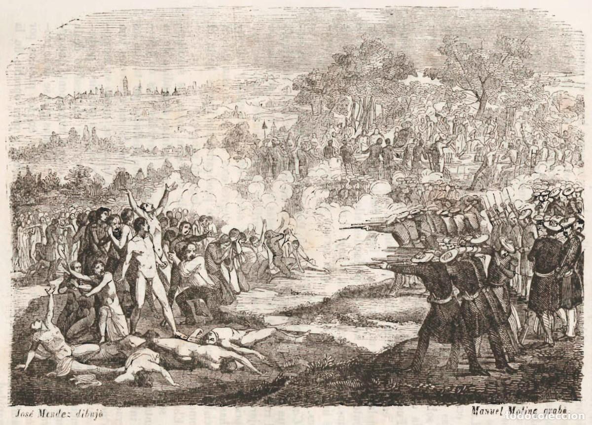 Militaria: R&Eacute;PLICA L&aacute;mina Fusilamientos de Burjasot, Valencia, 1837. Guerras Carlistas. Espa&ntilde;a