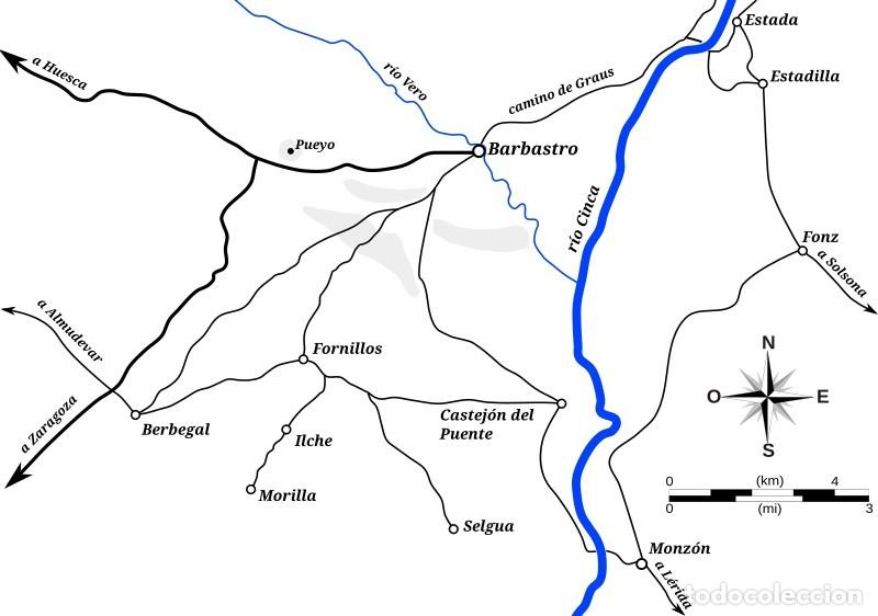 Militaria: R&Eacute;PLICA L&aacute;mina Plano Batalla de Barbastro, Huesca, Arag&oacute;n, 1837. Guerras Carlistas. Espa&ntilde;a