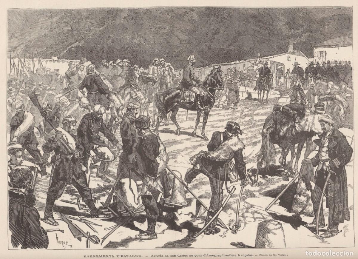 Militaria: R&Eacute;PLICA L&aacute;mina Entrada Rey Carlos VII por Arneguy, Francia, Frontera Navarra, 1874-1875. Carlismo