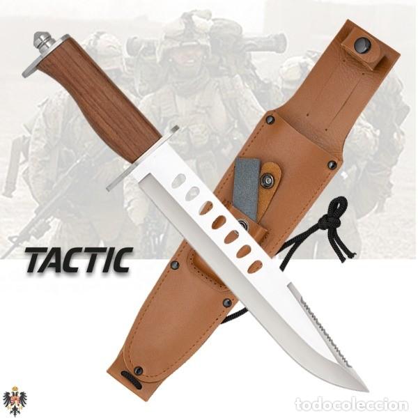 Military Antiques: CUCHILLO BOWIE TACTIC + FUNDA + PIEDRA AFILADO 37,5 CMS