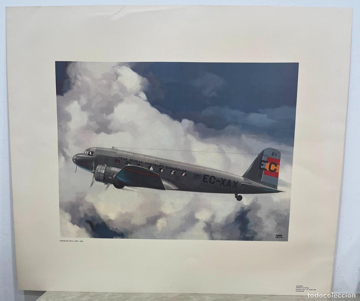 Military Antiques: CARTEL DE AVION DOUGLAS DC-2 DE 1935 EPOCA DE LA REPUBLICA, DE LAS LINEAS AEREAS POSTALES ESPA&Ntilde;OLAS
