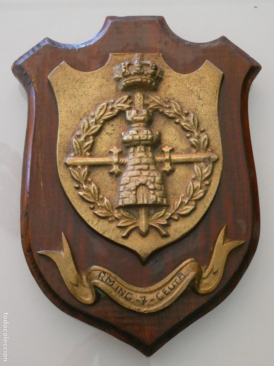 Military Antiques: METOPA MILITAR. REGIMIENTO DE INGENIEROS RMING 7 CEUTA. BRONCE. 24X18CM. 1,2KG