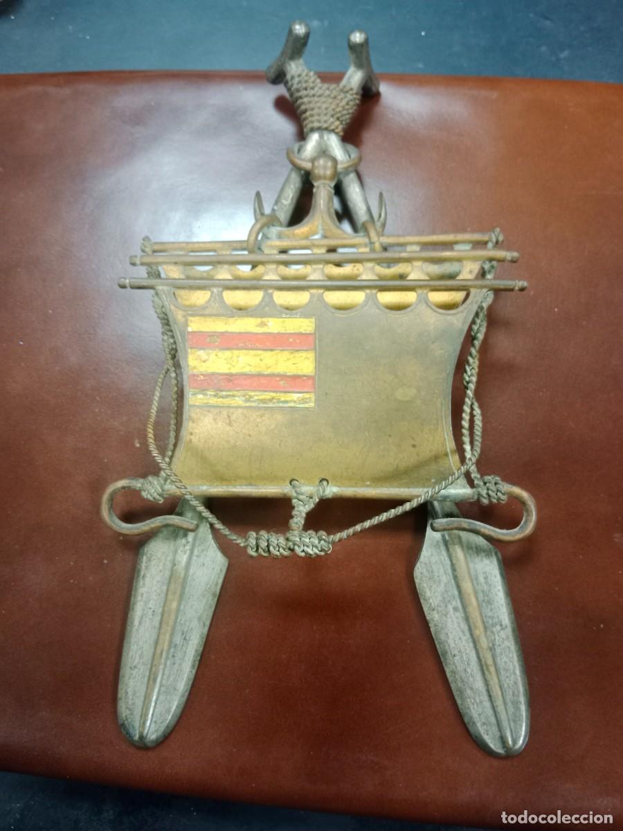 Militaria: ANTIGUO Y GRAN EMBLEMA DE LA MARINA MERCANTE ESPA&Ntilde;OLA - NAVAL - PIEZAS MONTADAS DE BRONCE