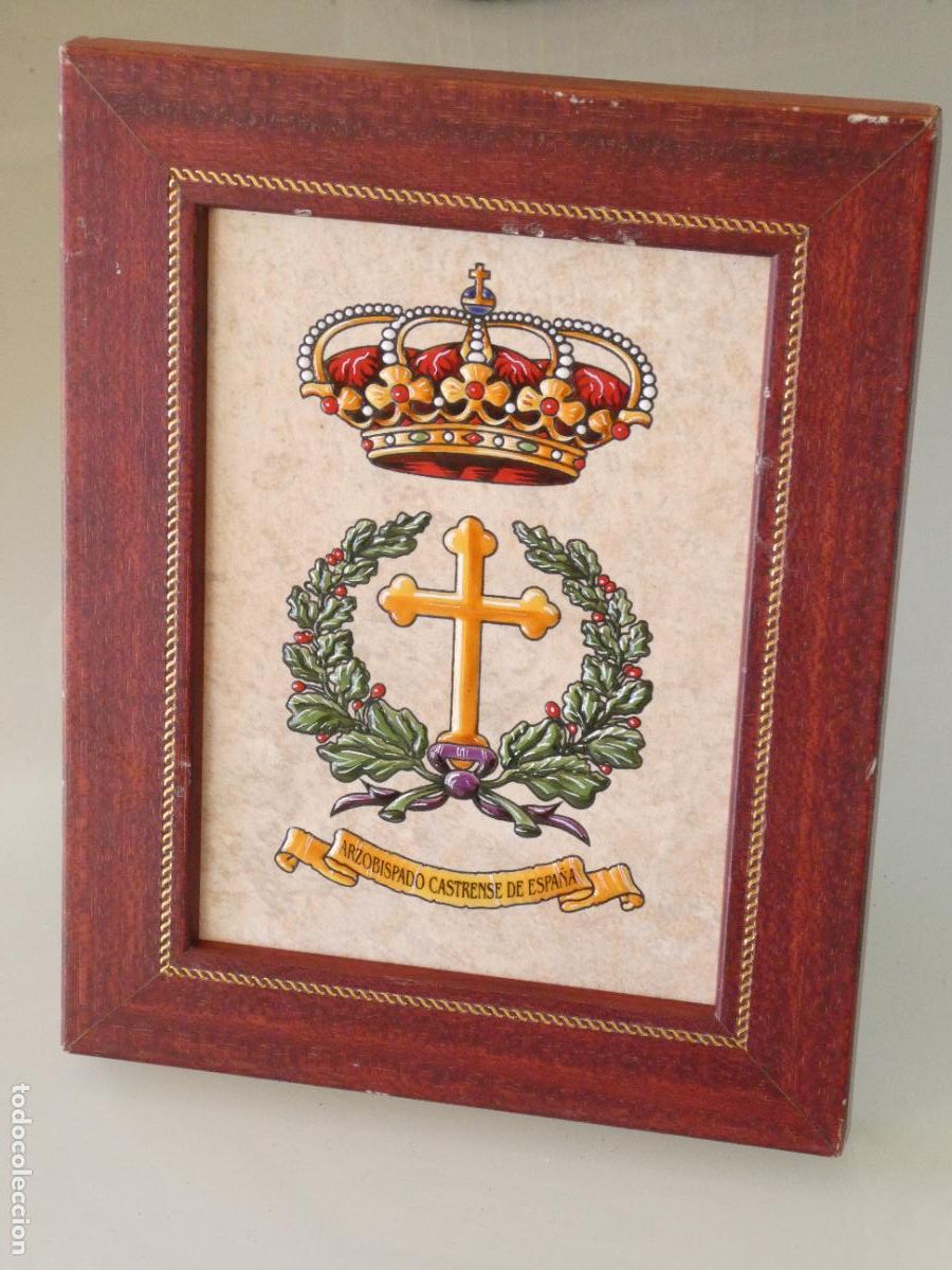 Militaria: METOPA CUADRO RELIGIOSO MILITAR. ARZOBISPADO CASTRENSE DE ESPA&Ntilde;A SACERDOTES MILITARES 22X17CM. 700GR