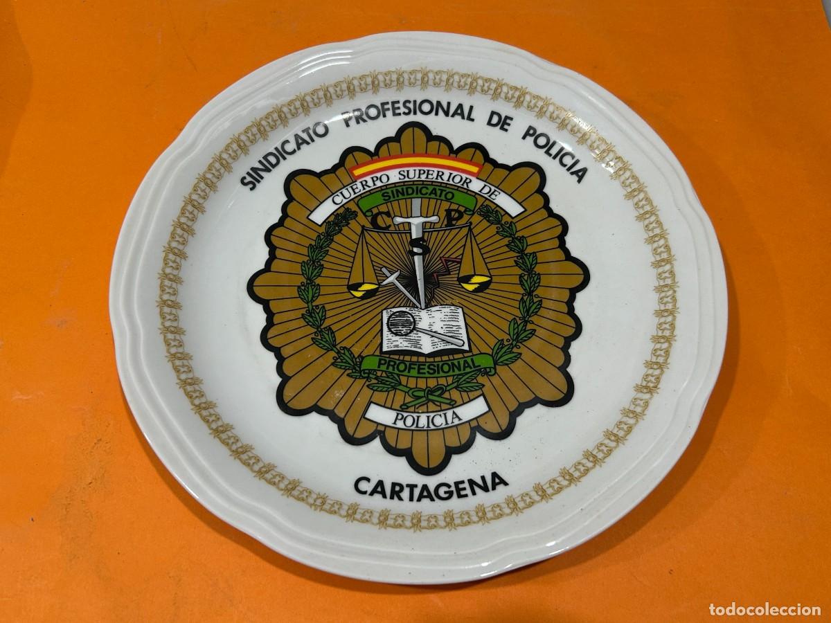 Militaria: ANTIGUO PLATO DE CERAMICA SINDICATO PROFESIONAL DE POLICIA DE CARTAGENA