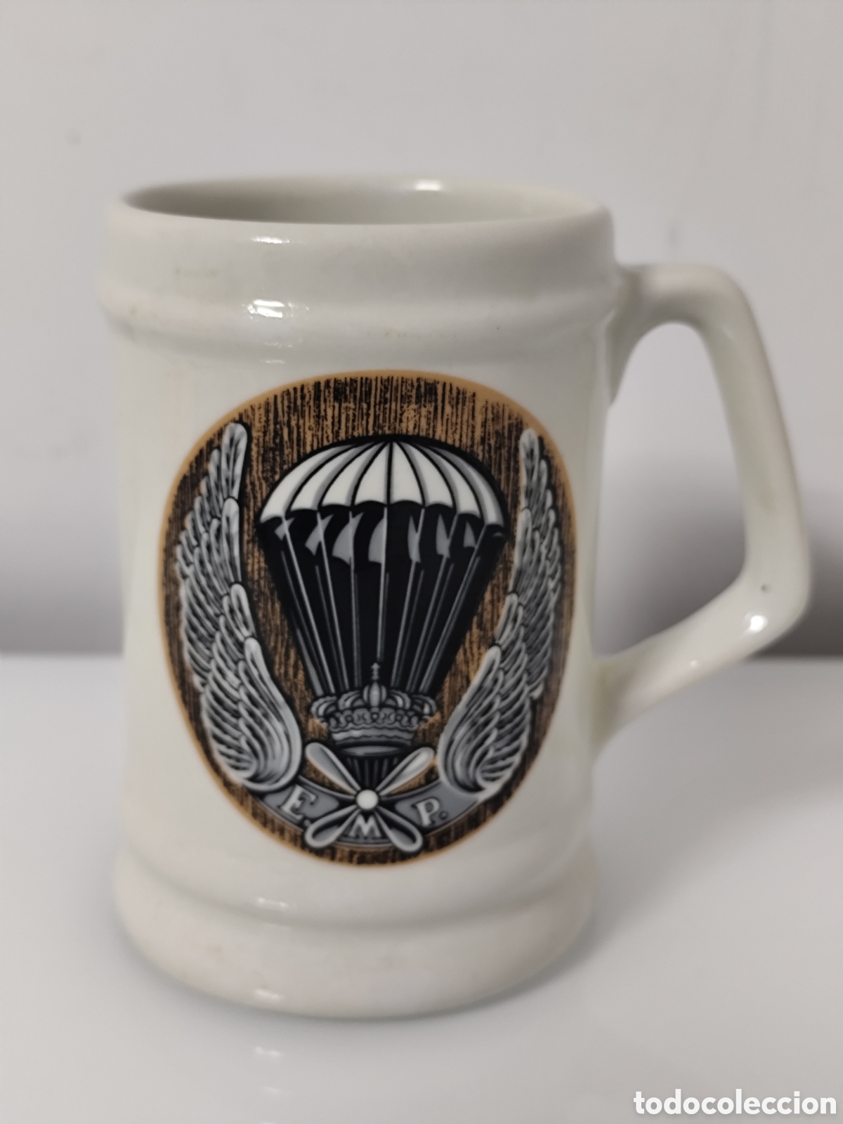 Militaria: ANTIGUA JARRA MILITAR DE CERAMICA , ESCUELA MILITAR DE PARACAIDISMO. ALCANTARILLA MURCIA.