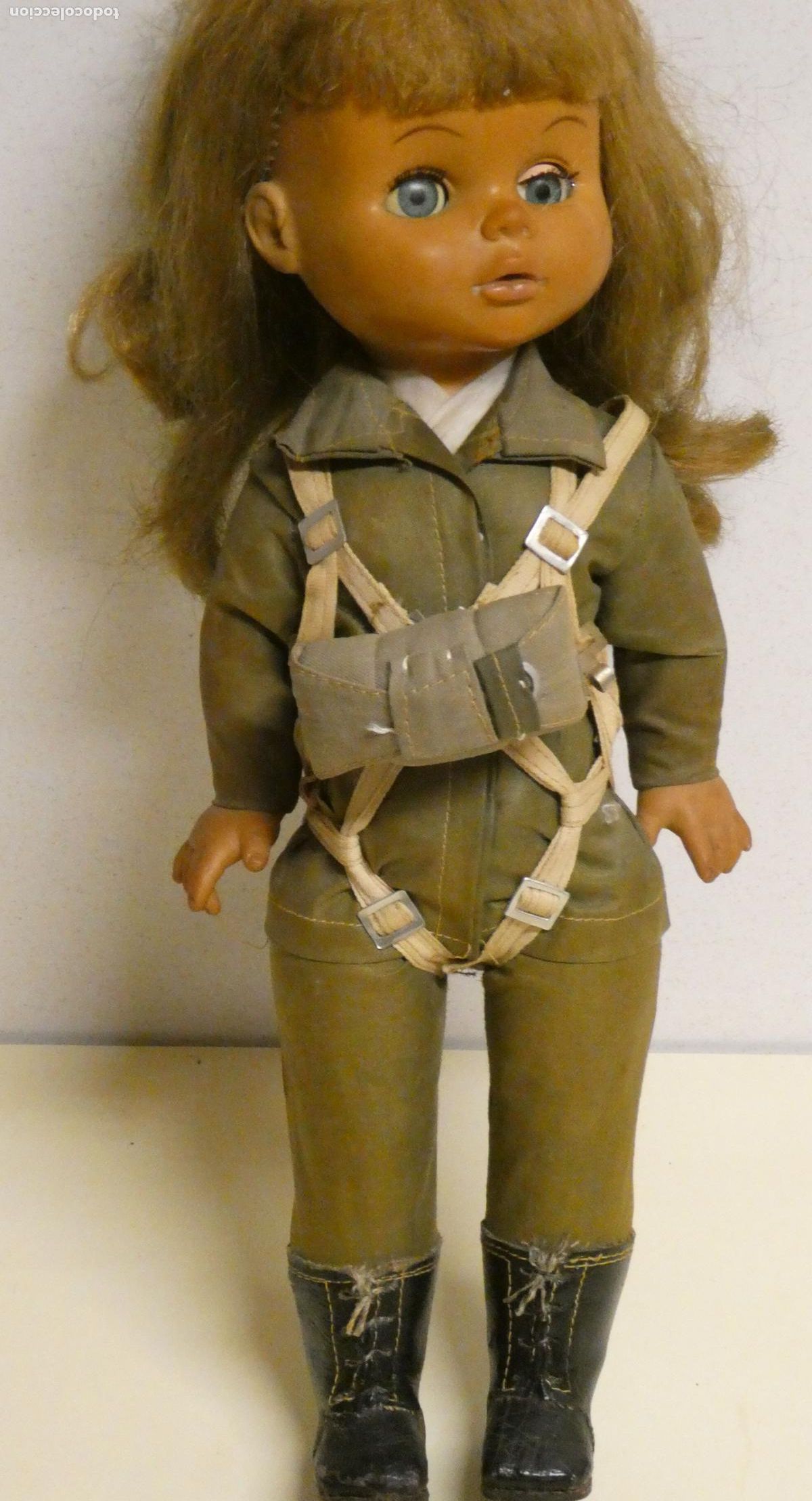 Militaria: ANTIGUA MU&Ntilde;ECA MILITAR PARACAIDISTA. RECUERDO MILI ALCANTARILLA MURCIA, PARACUELLOS. 37CM. 350GR