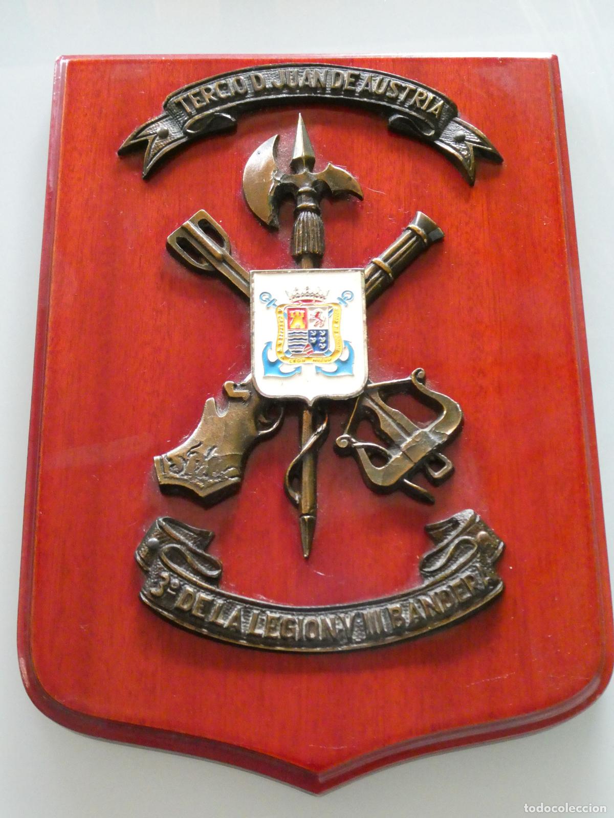 Militaria: EXTRA&Ntilde;A METOPA MILITAR LEGIONARIA TERCIO JUAN AUSTRIA III LEGI&Oacute;N VIII BANDERA COL&Oacute;N. 25X18CM. 730GR