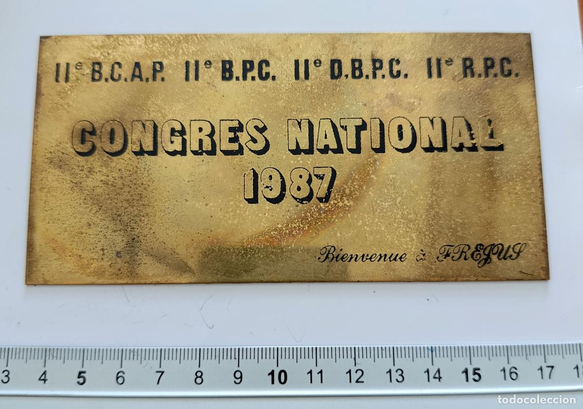 Militaria: PLACA CONMEMORATIVA CONGRESO NACIONAL MILITAR. PARACAIDISTAS EJERCITO FRANC&Eacute;S