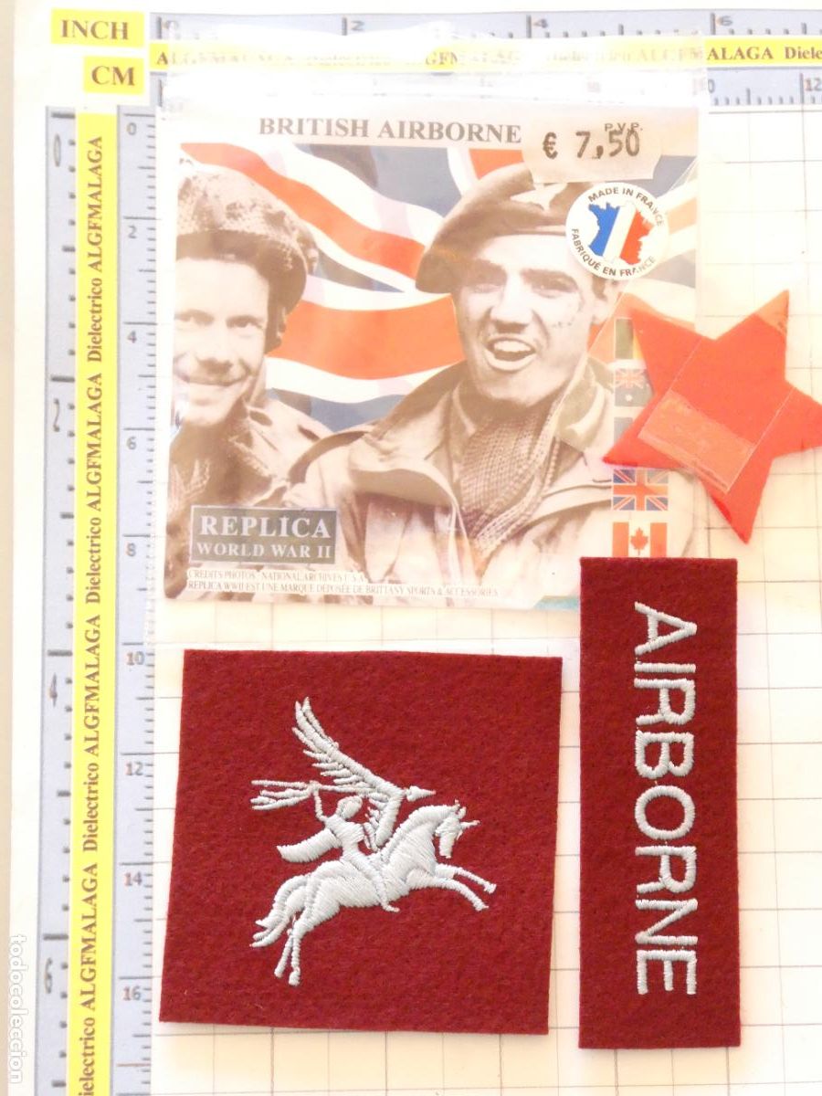 Militaria: 3 PARCHES MILITARES. UNIDAD AEROTRANSPORTADA INGLATERRA AIRBORNE. DISTINTIVO SEGUNDA GUERRA MUNDIAL