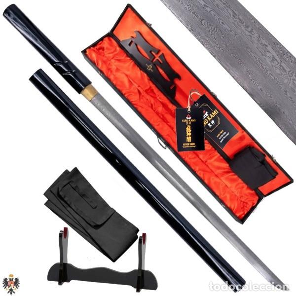 Militaria: KATANA SHIRASAYA DAMASCO FORJADA + ESTUCHE ** 800 CAPAS