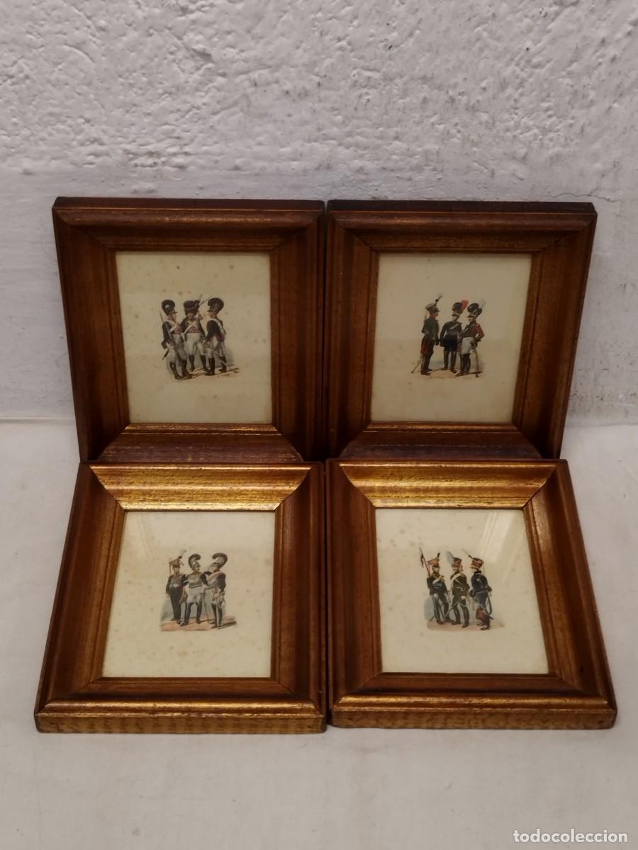Militaria: Coleccion de 4 cuadros militares. &Eacute;poca siglo XIX. Con su marco y cristal. Charles Vernier. Caballer