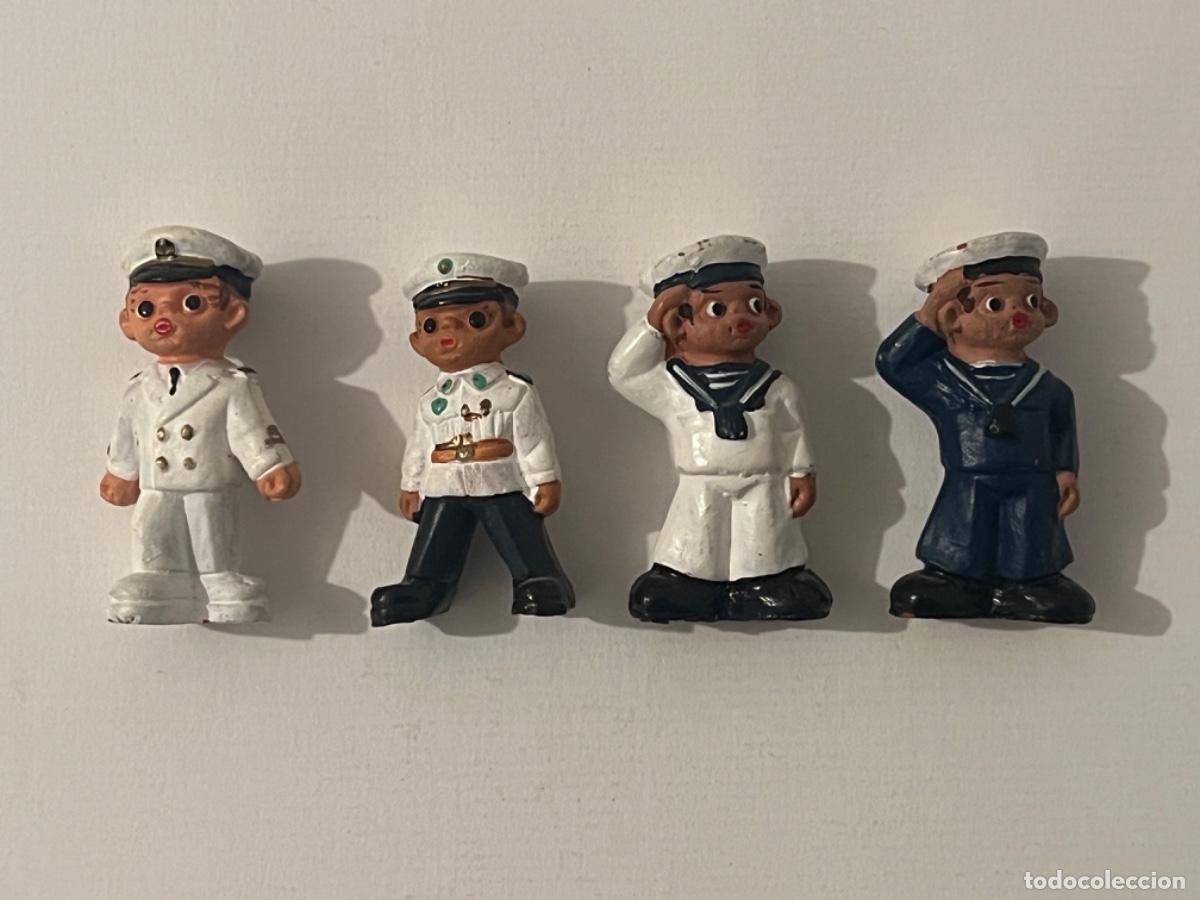 Militaria: 4 figuras barro pintadas a mano militares MARINA ARMADA marineros