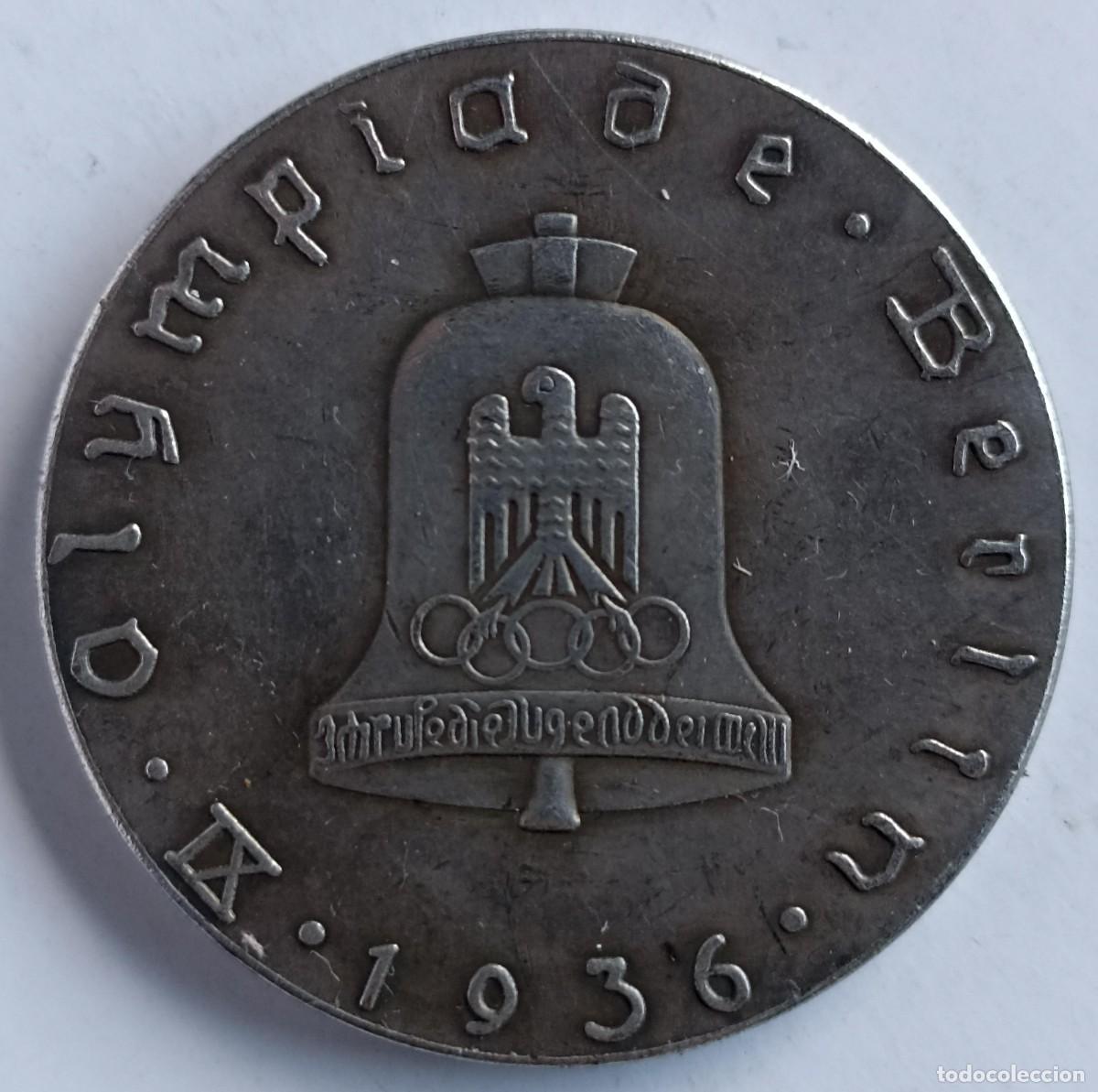 Militaria: Moneda Juegos Ol&iacute;mpicos de Berl&iacute;n 1936 (III Reich Hitler- Nazi- Alemania) WWII