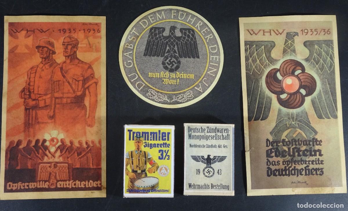 Militaria: REPRODUCCIONES 2 CAJAS DE CERILLAS Y PROPAGANDA NAZI, VER FOTOS