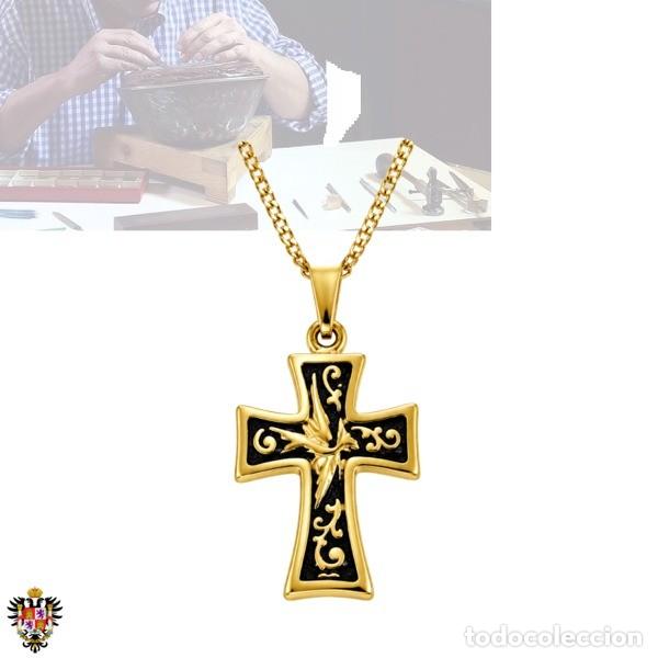 Militaria: CRUZ MEDALLON TEMPLARIO DAMASQUINADO ACERO Y ORO 24K ** GARANTIZADO
