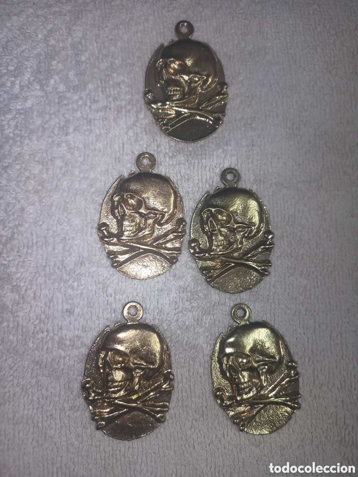 Militaria: 5 PLACA ASALTO DE PANZER y TOTENKOPF CALAVERA AL REVERSO. ADORNO IDEAL MUNDO MOTERO, ROCK, MILITAR