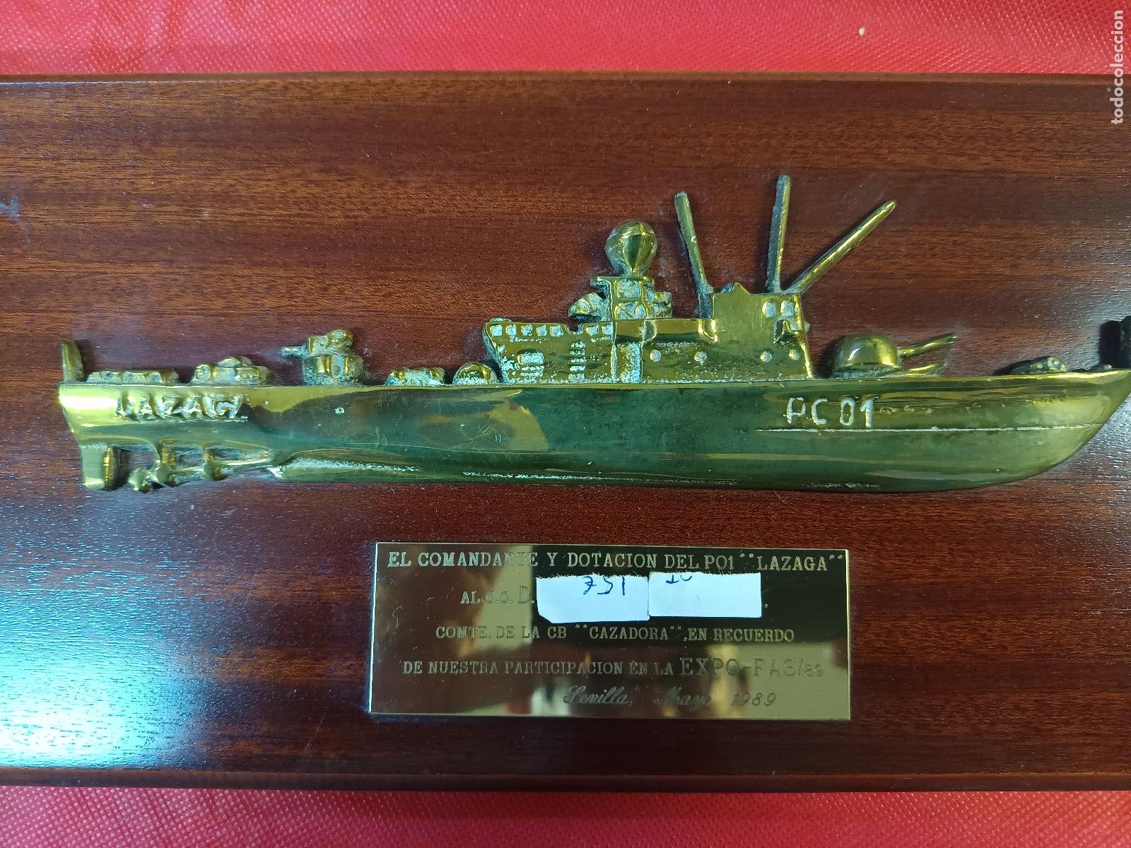 Militaria: METOPA PATRULLERA PO1 LAZAGA POR SU PARTICIPACION EN EXPO-FAS/89, SEVILLA 1989 COMANDANTE Y DOTACION