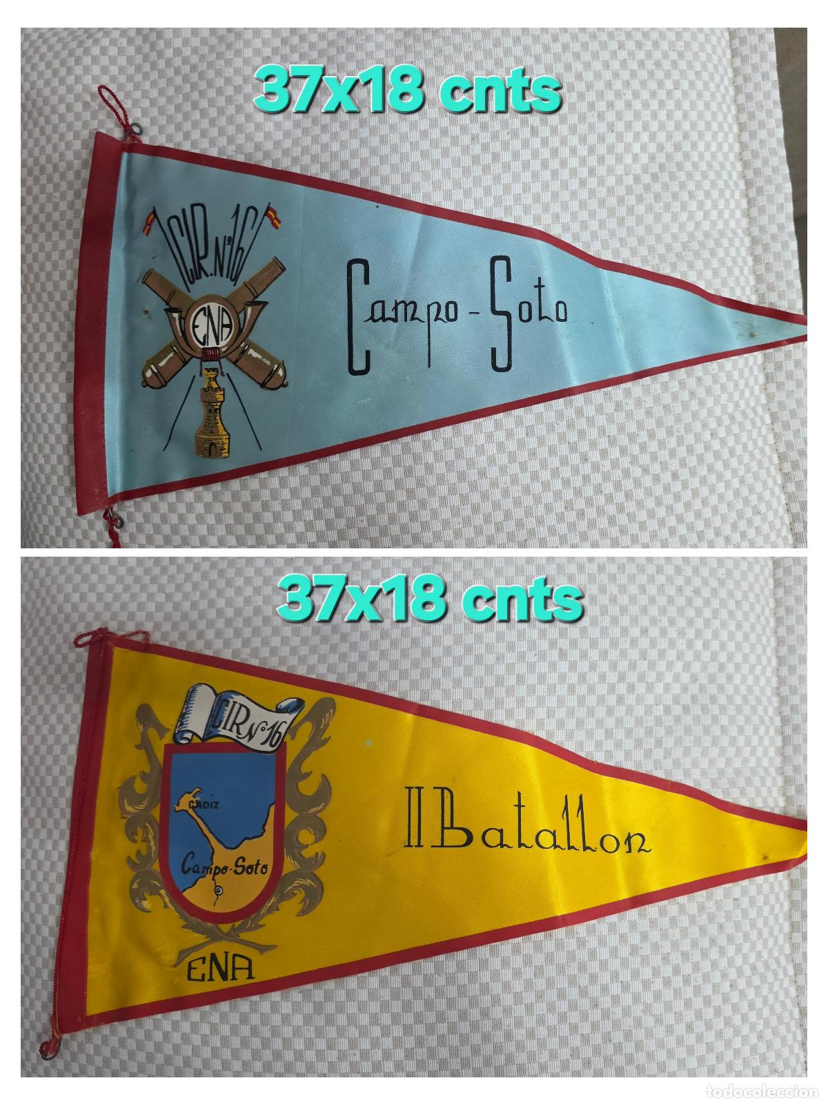 Militaria: Banderin (2) C.R.I. 16, CAMPO SOTO, CADIZ, a&ntilde;os 60