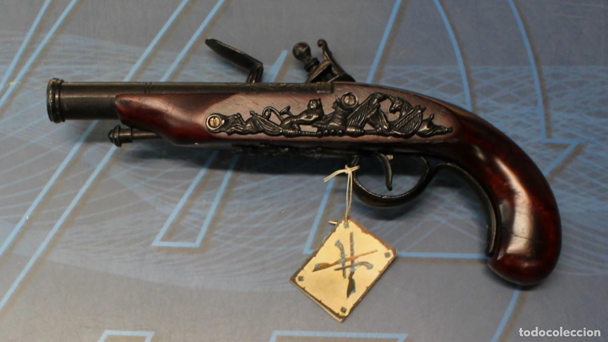 Militaria: R&eacute;plica de antigua pistola de chispa Hawkins, avancarga, snaphance.