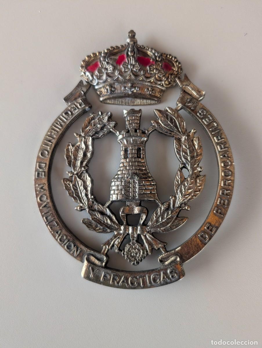Militaria: Escudo del Regimiento de movilizacion y practicas de ferrocarriles 14, en bronce 15X11 cm muy bun