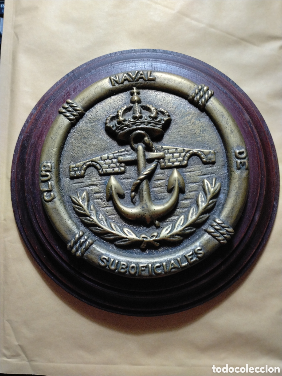 Militaria: ANTIGUA METOPA NAVAL DE BRONCE - CLUB NAVAL DE SUBOFICIALES (SAN FERNANDO) - ARMADA ESPA&Ntilde;OLA.
