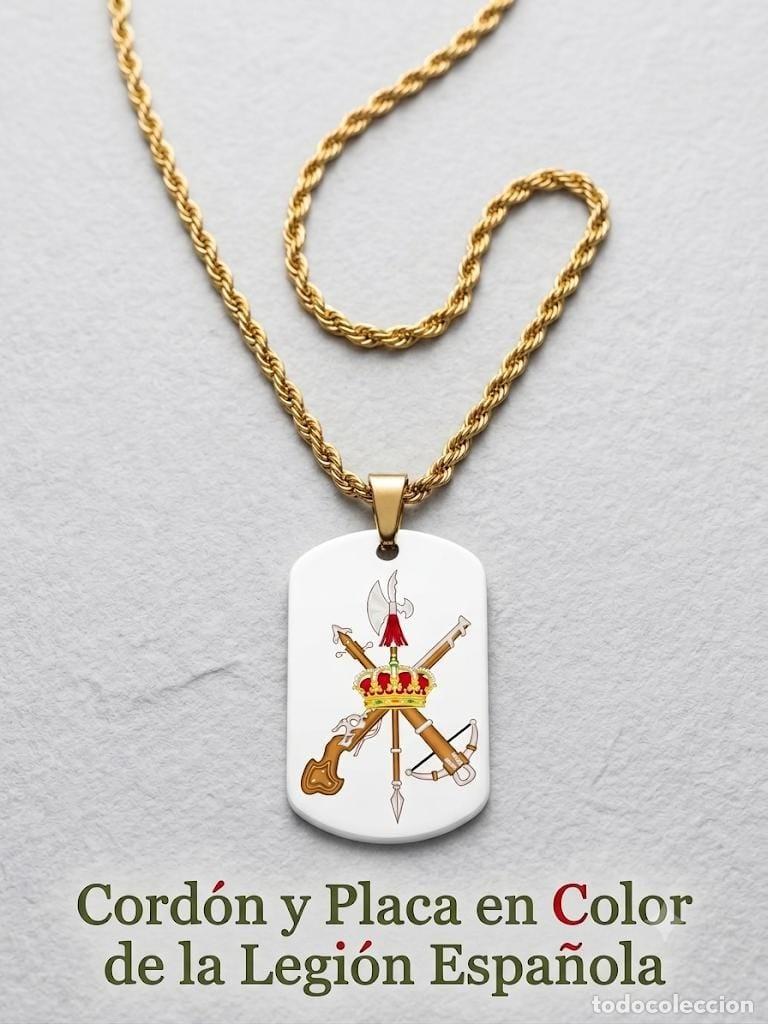 Militaria: Cord&oacute;n 4*60cm con placa emblema Legi&oacute;n espa&ntilde;ola en color