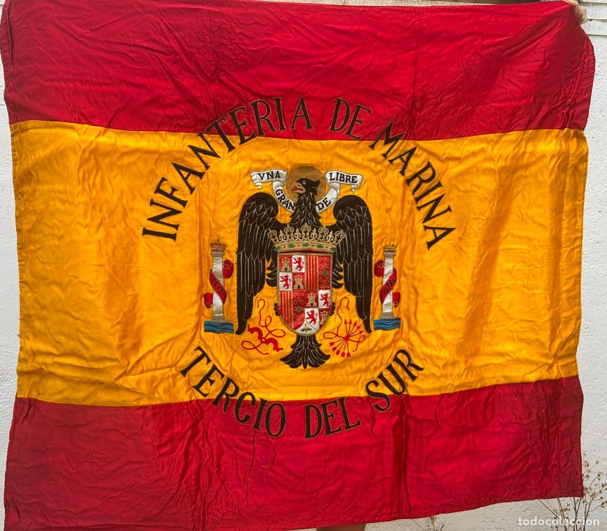Militaria: Bandera de infanter&iacute;a Marina tercio sur &eacute;poca Franco. Grandes dimensiones