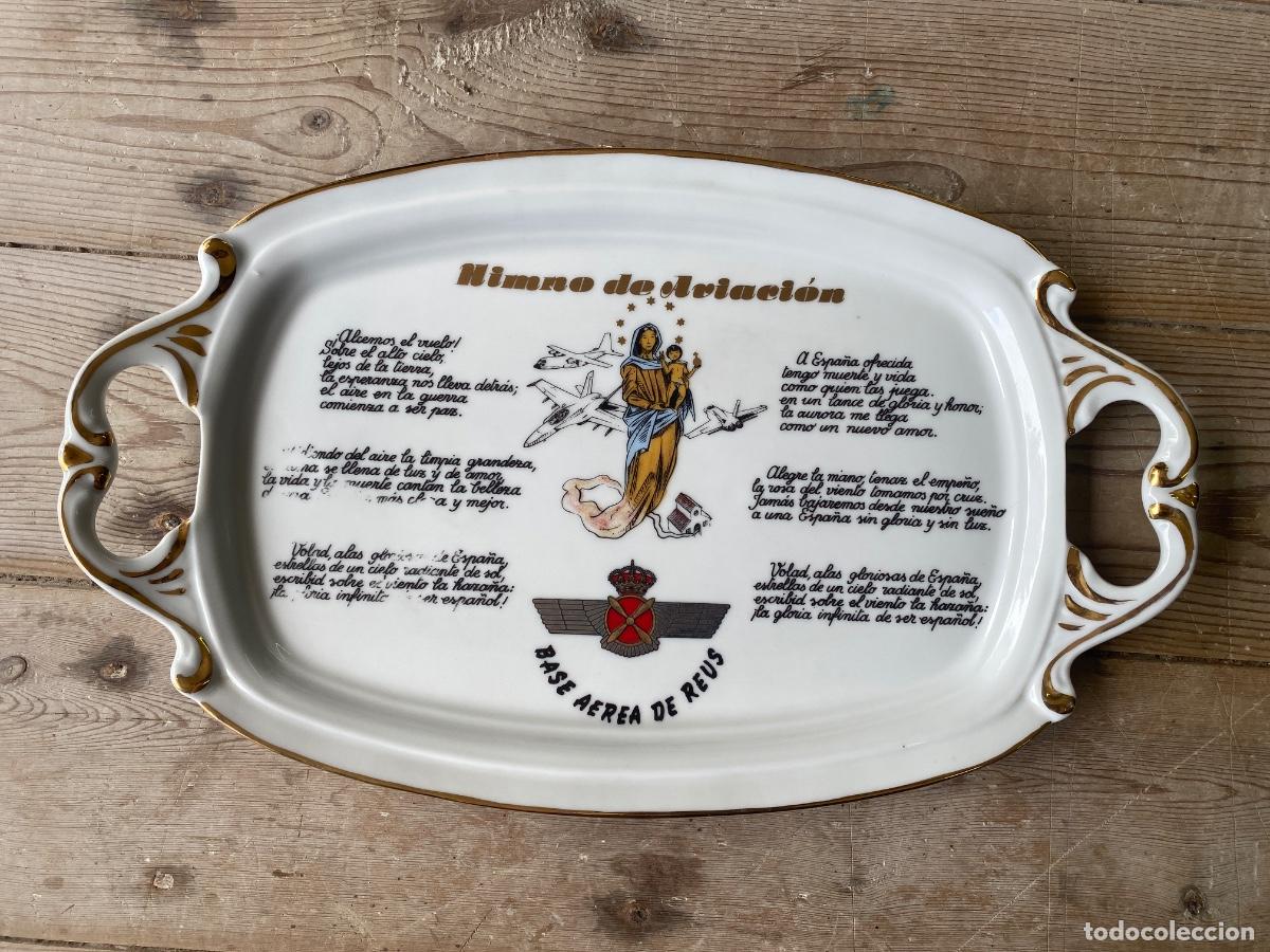 Militaria: BANDEJA PORCELANA BASE AEREA DE REUS - Himno de Aviaci&oacute;n - A&Ntilde;OS 90 - ver fotos