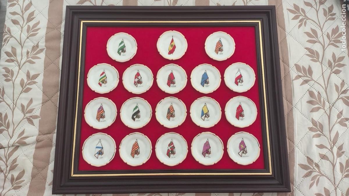 Militaria: Colecci&oacute;n de 18 platos Cer&aacute;micas Maribel &ndash; Cartagena &ndash; Banderas y estandartes