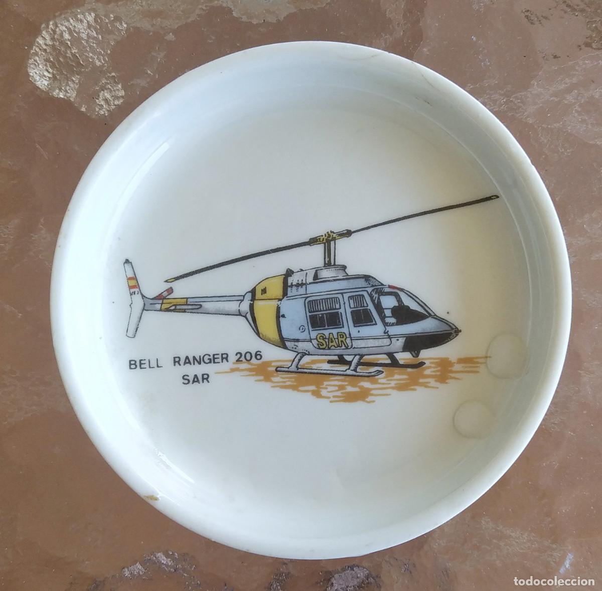 Militaria: Cenicero cer&aacute;mica HD.12/AB-206 Ej&eacute;rcito del Aire 803 Escuadr&oacute;n (Cuatro Vientos) a&ntilde;os 80
