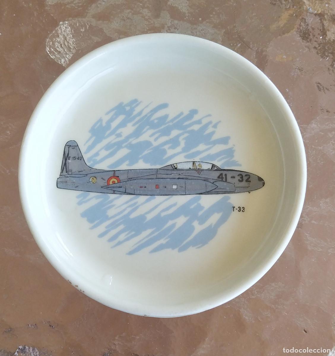 Militaria: Cenicero cer&aacute;mica E.15/T-33A Ej&eacute;rcito del Aire 41 Grupo (Zaragoza) a&ntilde;os 80