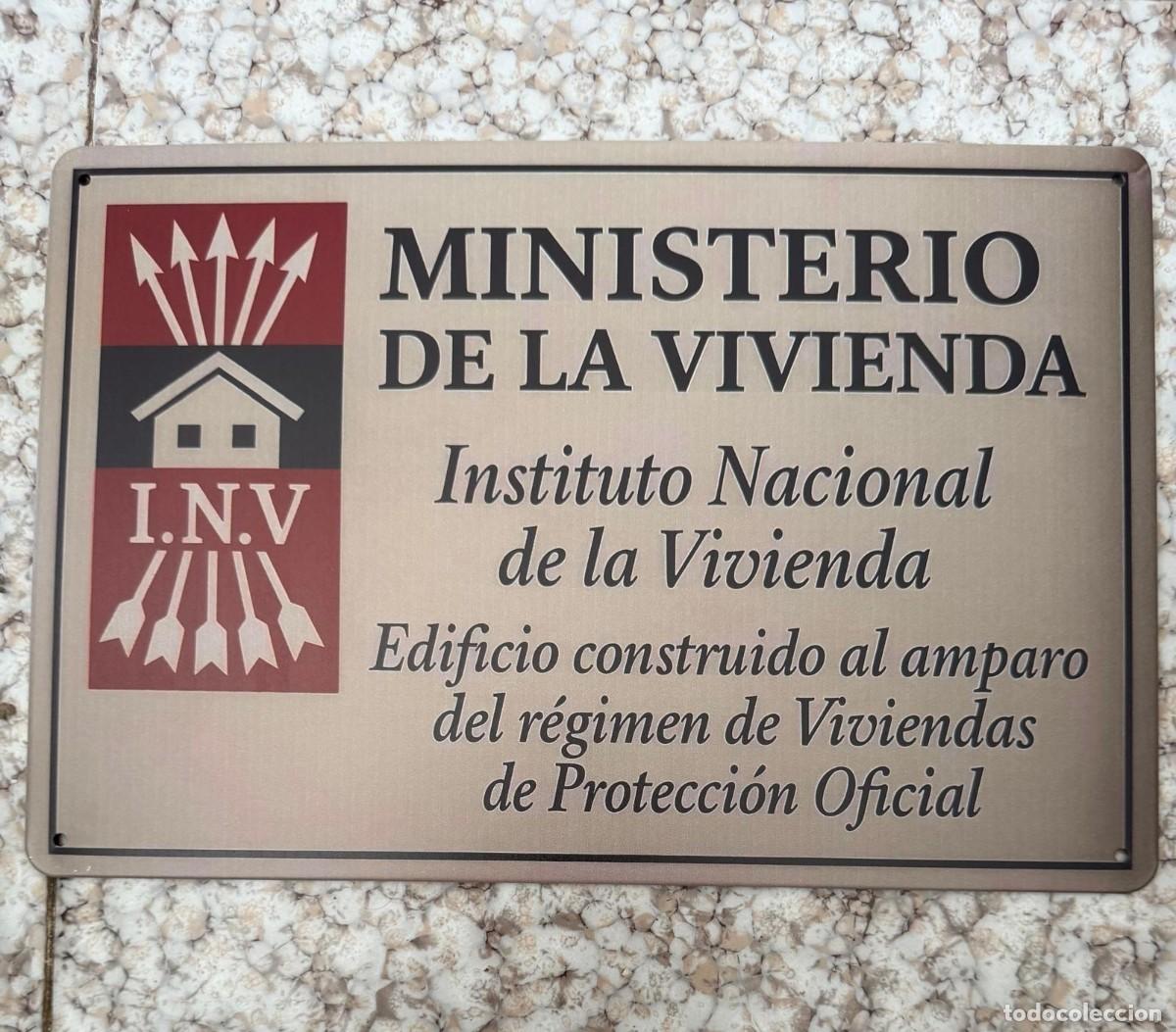 Militaria: PLACA CONMEMORATIVA MINISTERIO VIVIENDA ( FALANGE)