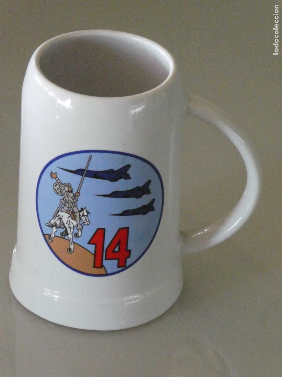 Military Antiques: JARRA MILITAR DE CER&Aacute;MICA. ALA 14 EJ&Eacute;RCITO DEL AIRE. BASE ALBACETE. 13 CM 500GR