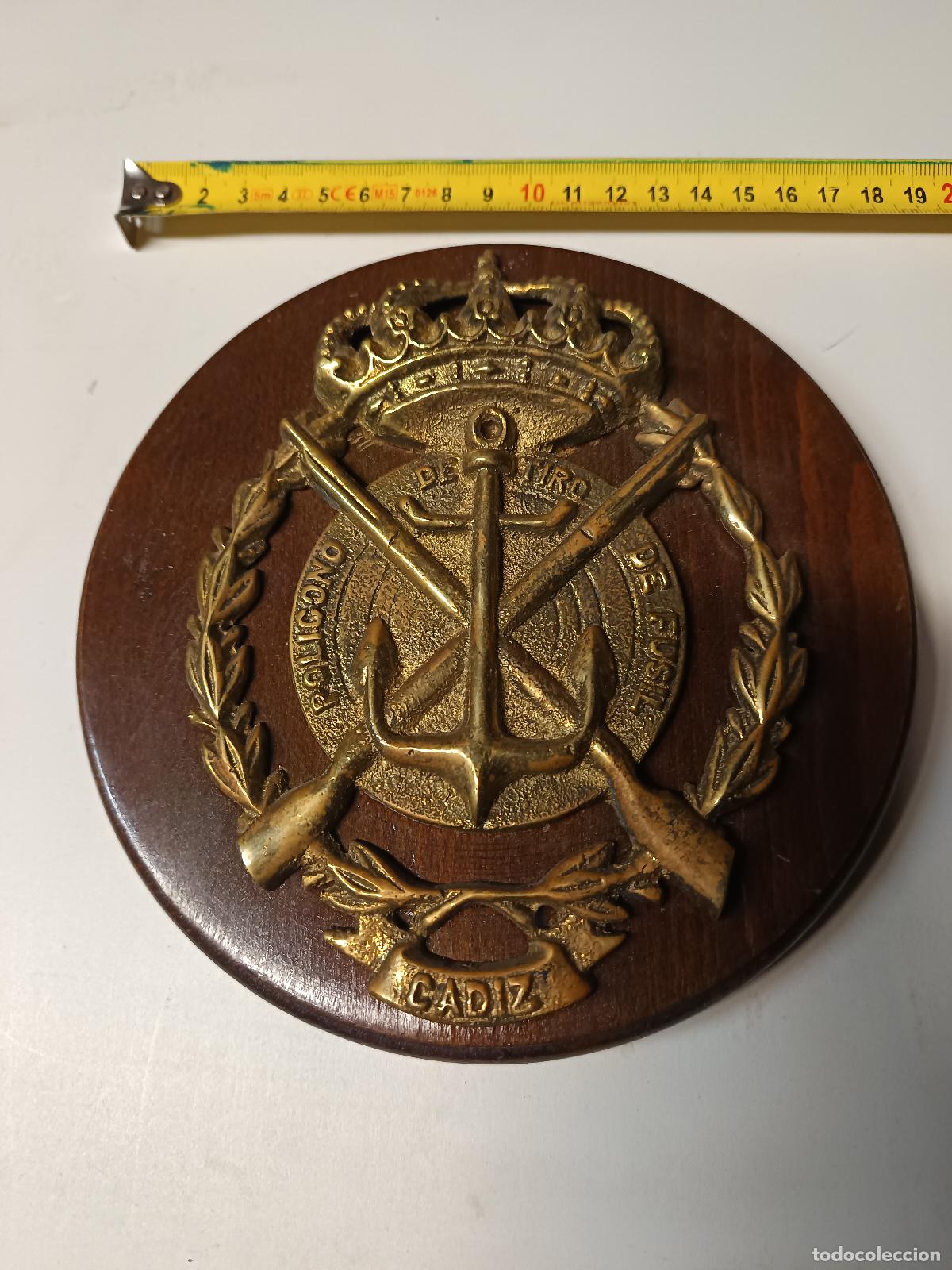 Militaria: METOPA MARINA POLIGONO DE TIRO DE FUSIL CADIZ, ARMADA ESPA&Ntilde;OLA, BRONCE