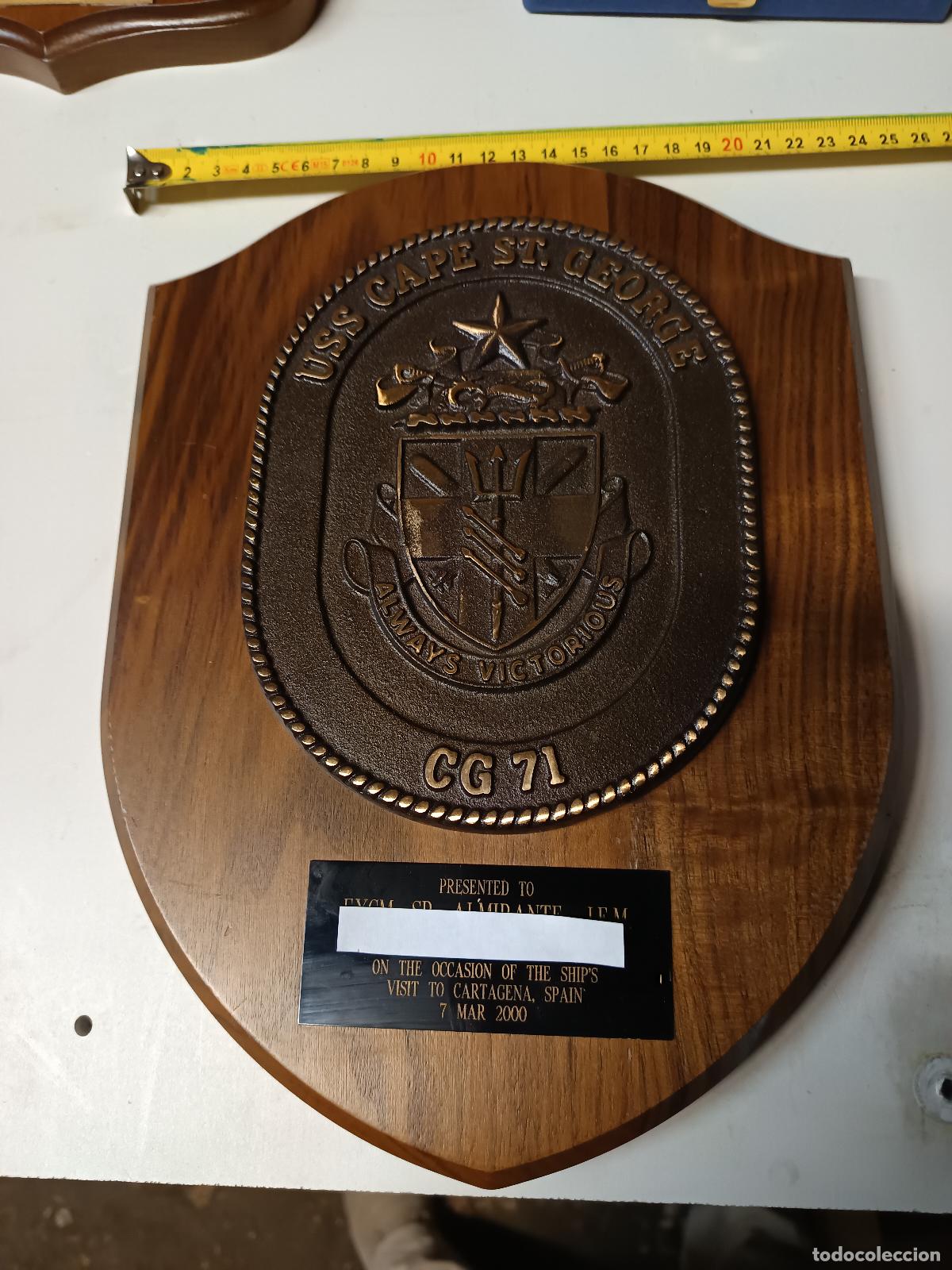 Militaria: METOPA MILITAR, USS CAPE ST. GEORGE, CG 71, CARTAGENA, 2000, BRONCE