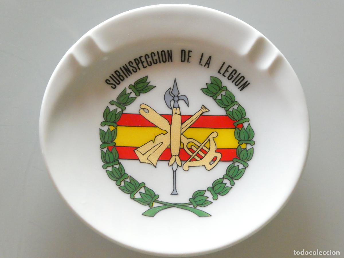 Militaria: PLATO CENICERO CER&Aacute;MICA MILITAR. LEGI&Oacute;N ESPA&Ntilde;OLA SUBINSPECCI&Oacute;N. 12CM 140GR